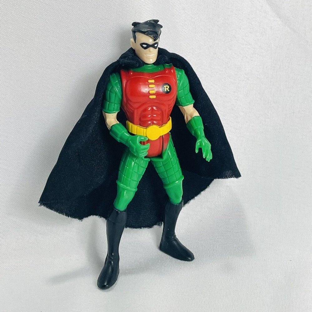 Vintage ROBIN 4.5” 1994 Black Cape Kenner Batman DC Comics Toy Action Figure